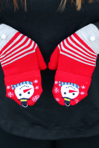 Snowman Fingerless Gloves with Convertible Mittens