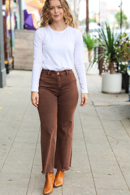 Can't Lose Mahogany Straight Leg High Waist Ankle Pants