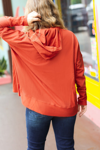 The Slouchy Terracotta French Terry Snap Button Hoodie