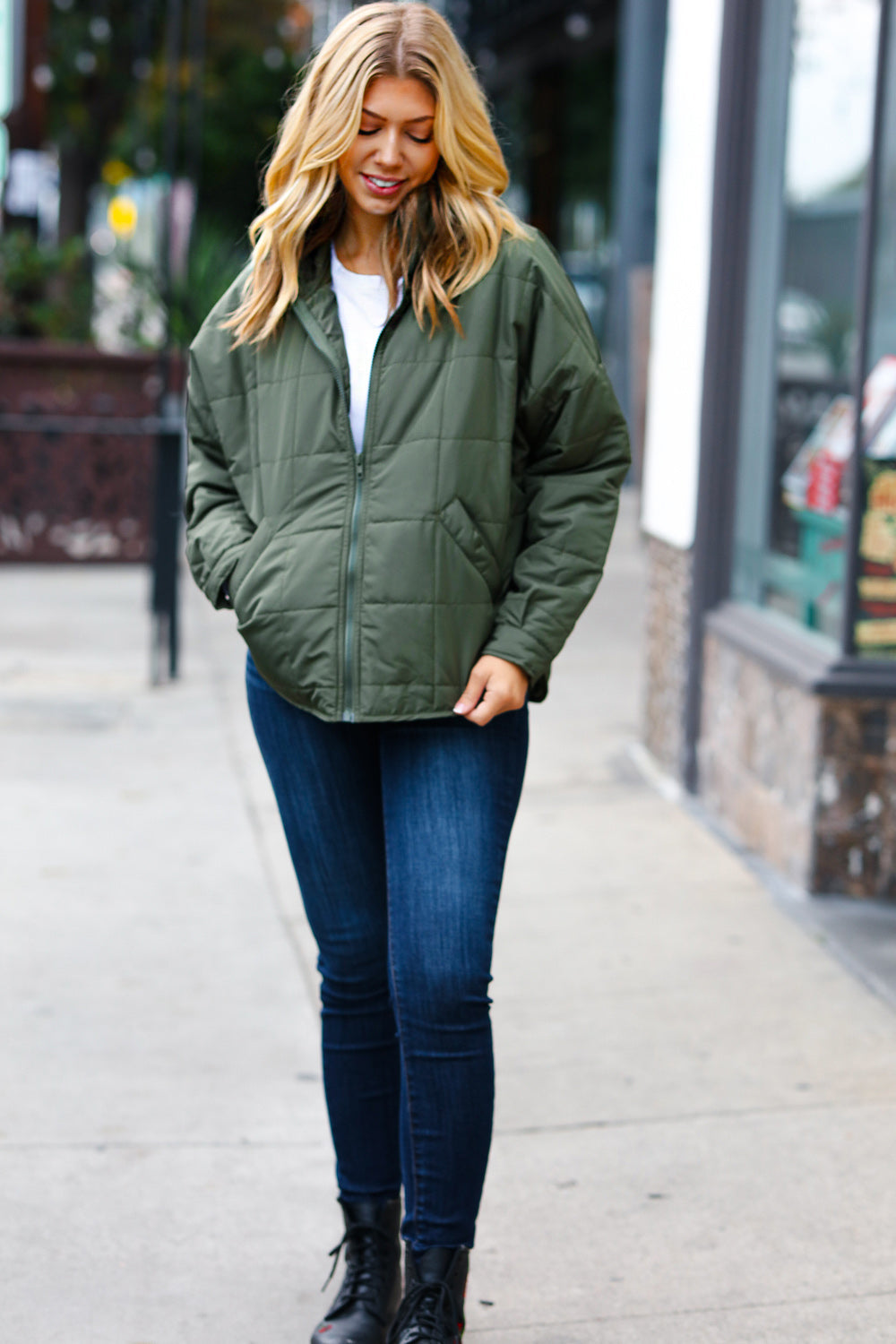 Eyes On You Olive Quilted Puffer Jacket