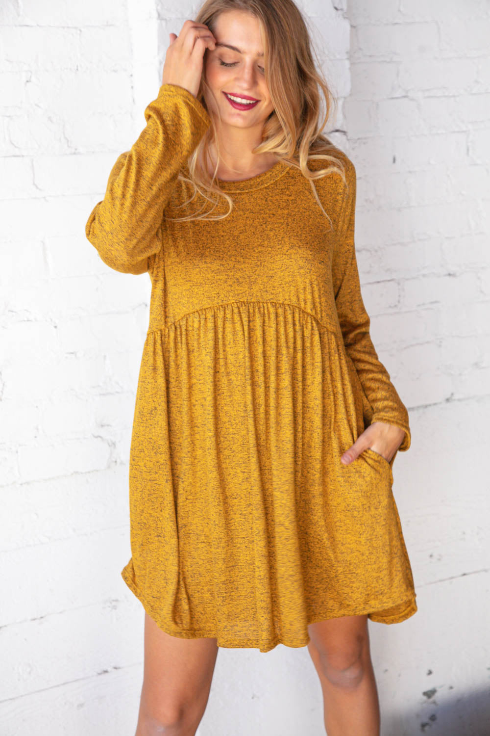 Sunflower Two Tone Babydoll Pocketed Dress