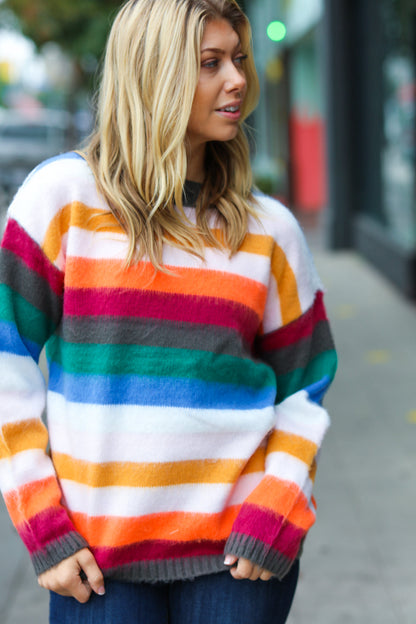 Embrace The Day Multicolor Stripe Soft Knit Oversized Sweater