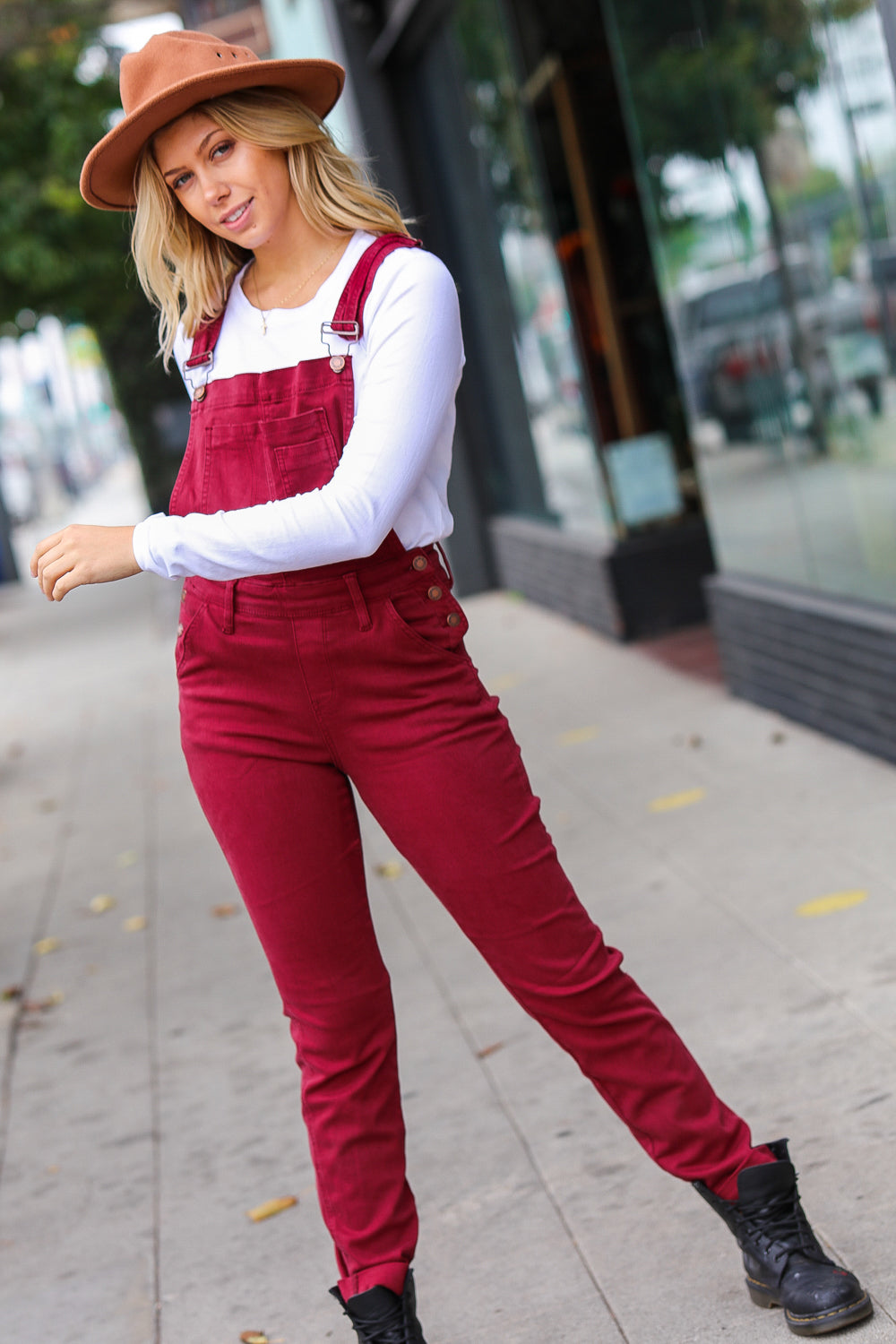 Feeling The Love Scarlet High Waist Denim Double Cuff Overalls