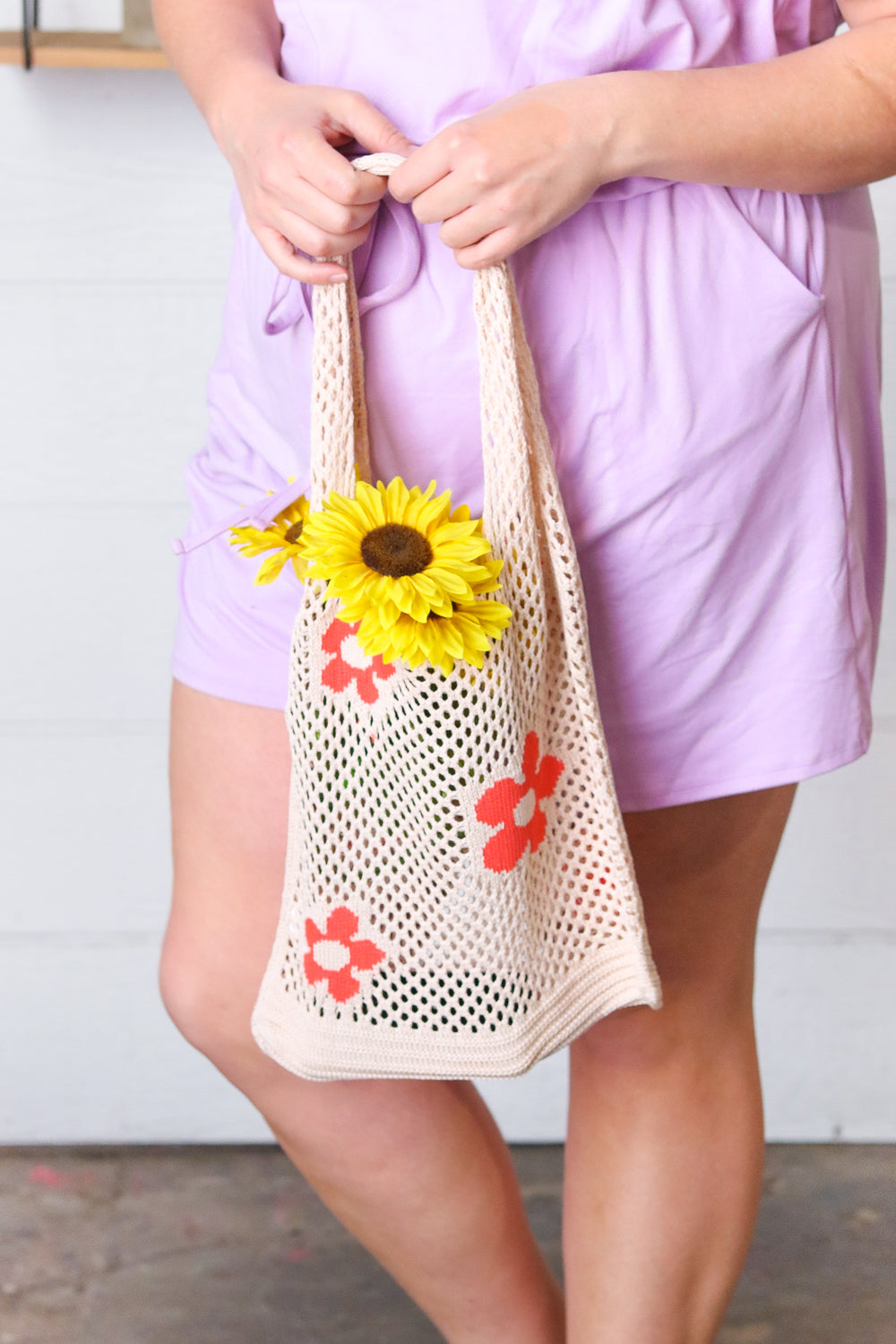 Oatmeal Crochet Tote Hobo Bag