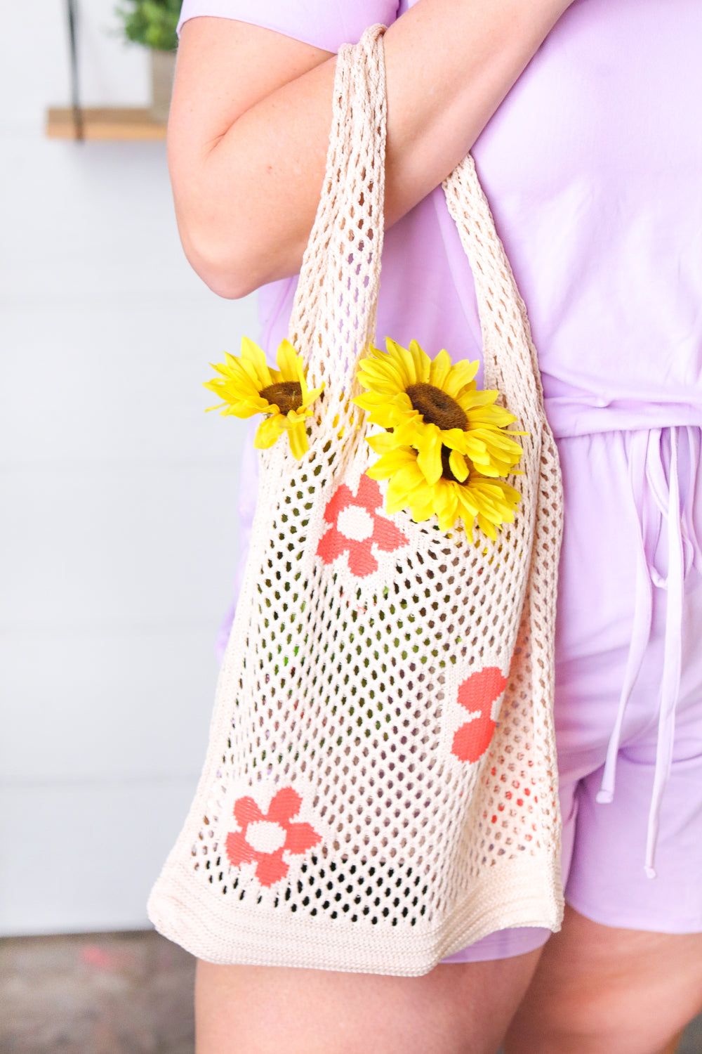 Oatmeal Crochet Tote Hobo Bag