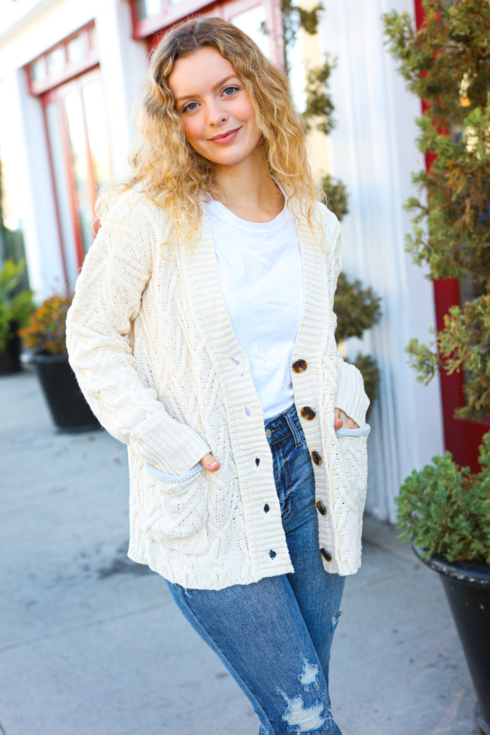 You've Got It Cream Button Down Boyfriend Cardigan