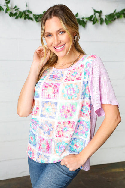 Lavender Flower Power Color Block Top