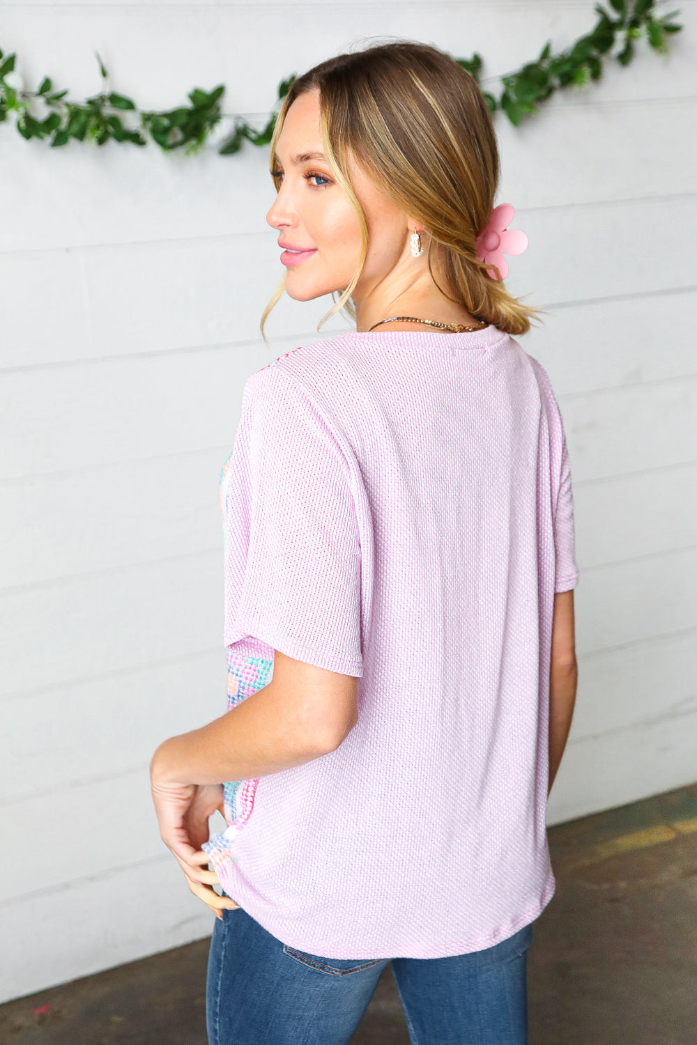 Lavender Flower Power Color Block Top