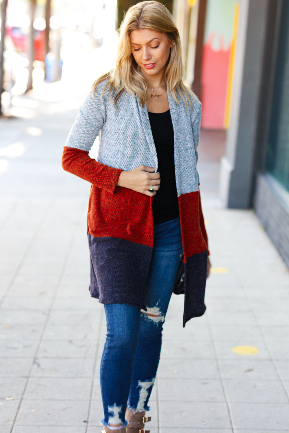 Take a Look Heather Grey Two Tone Hacci Cardigan