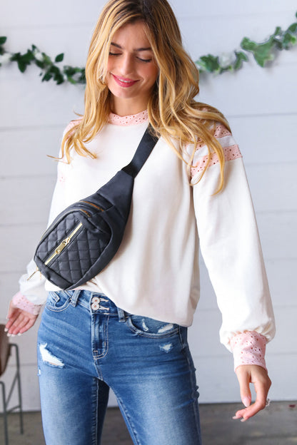 Black Quilted Convertable Belt Sling Bag