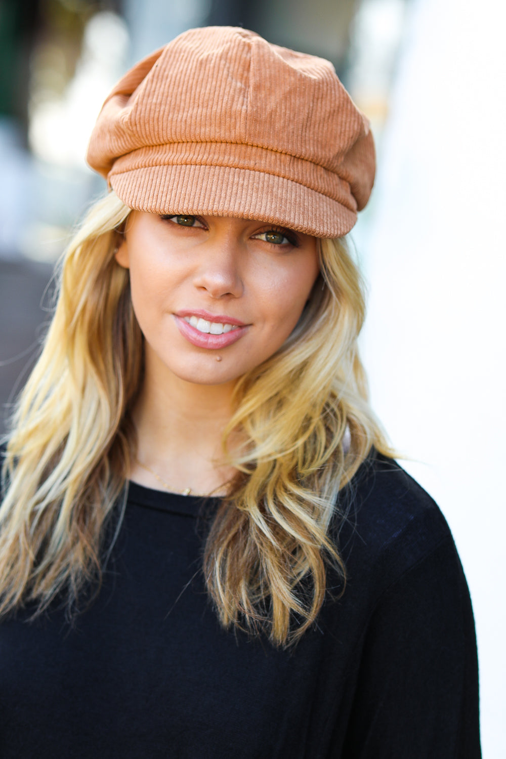 Camel Paperboy Corduroy Cap