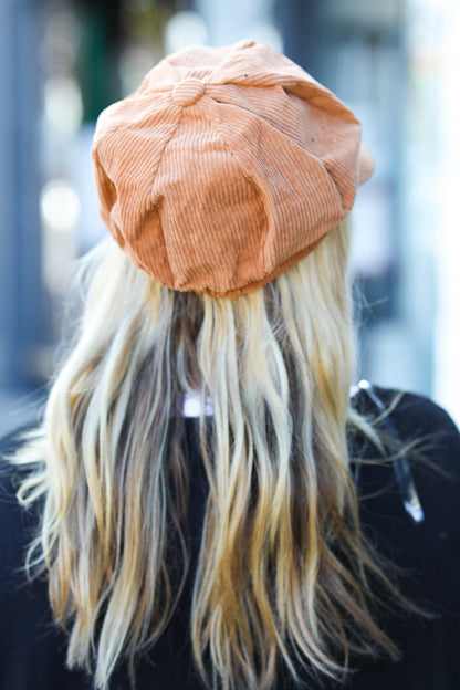 Camel Paperboy Corduroy Cap