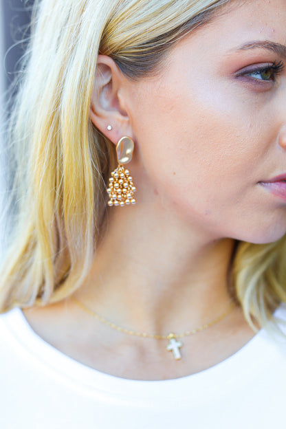 Gold Statement Pom Pom Dangle Earrings