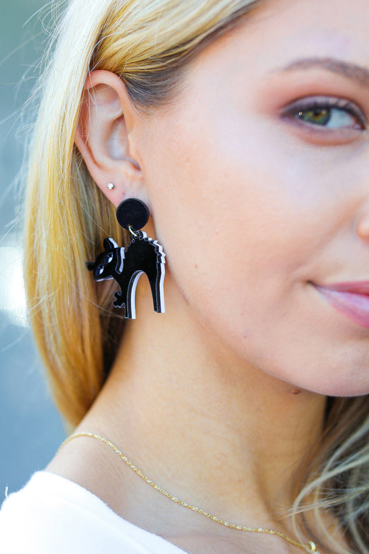 Halloween Black Cat Acrylic Dangle Earrings