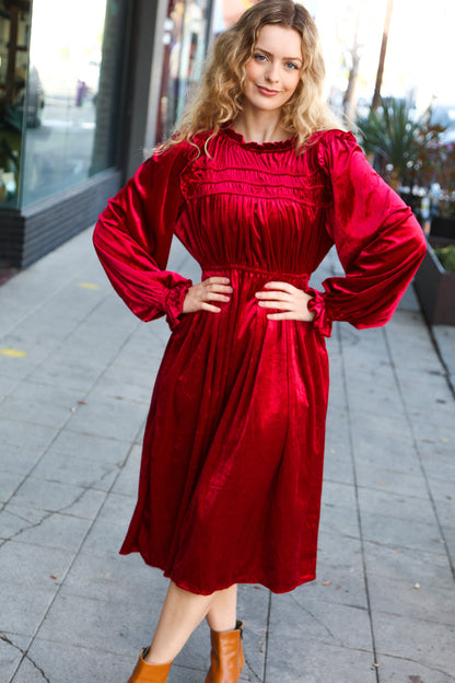 Be Your Own Star Ruby Mock Neck Velvet Dress