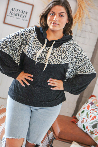 Aztec Jacquard Hacci Outseam Sweater Hoodie