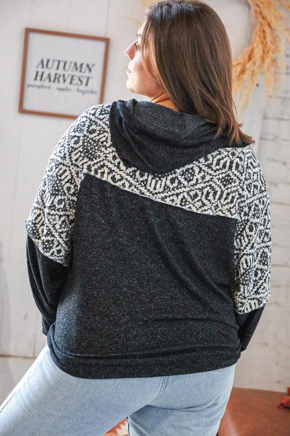 Aztec Jacquard Hacci Outseam Sweater Hoodie