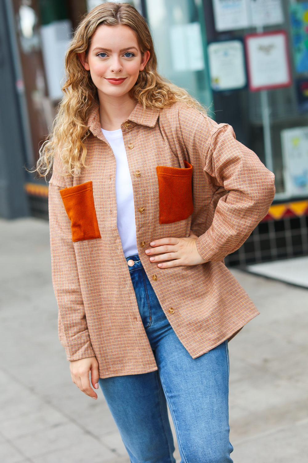 Weekend Ready Rust Flannel Plaid Oversized Shacket