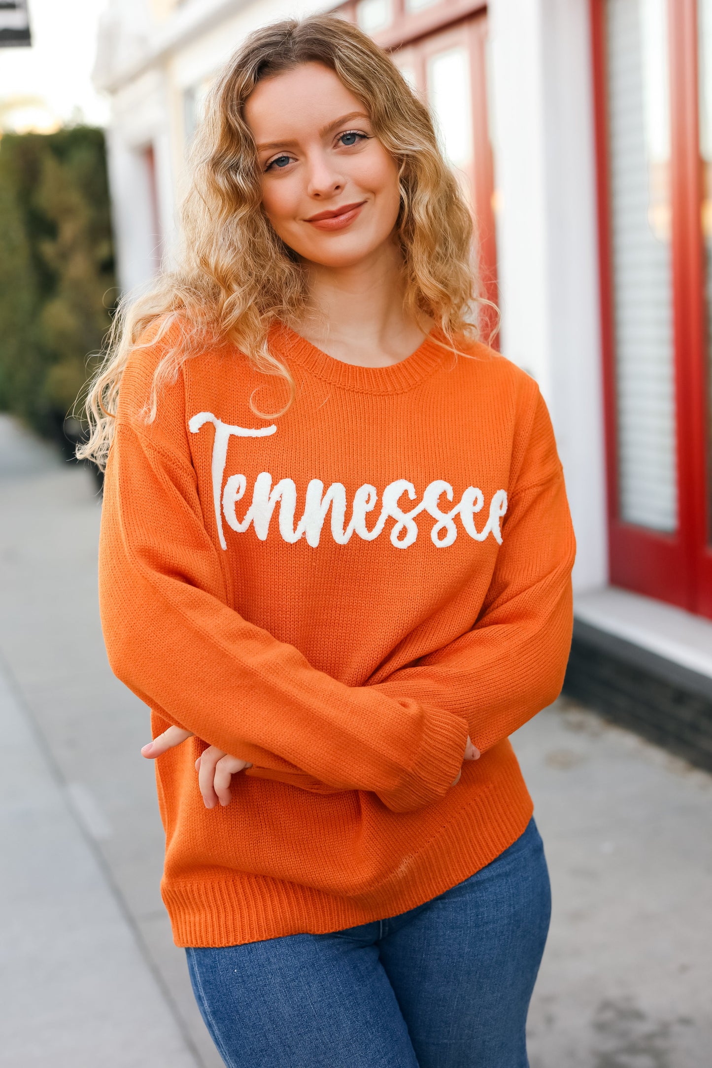 Game Day Orange "Tennessee" Embroidery Pop Up Sweater