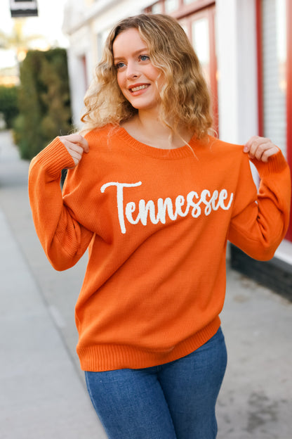 Game Day Orange "Tennessee" Embroidery Pop Up Sweater