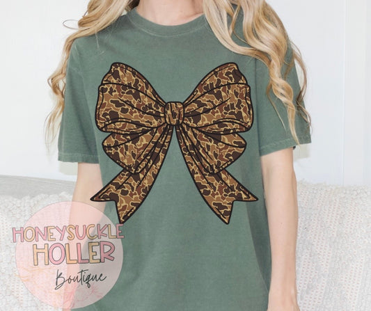 The Allison Tee(Camo Bow)-Comfort Colors Tshirt