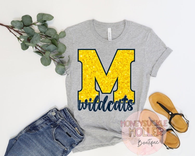 Faux Glitter M Wildcats