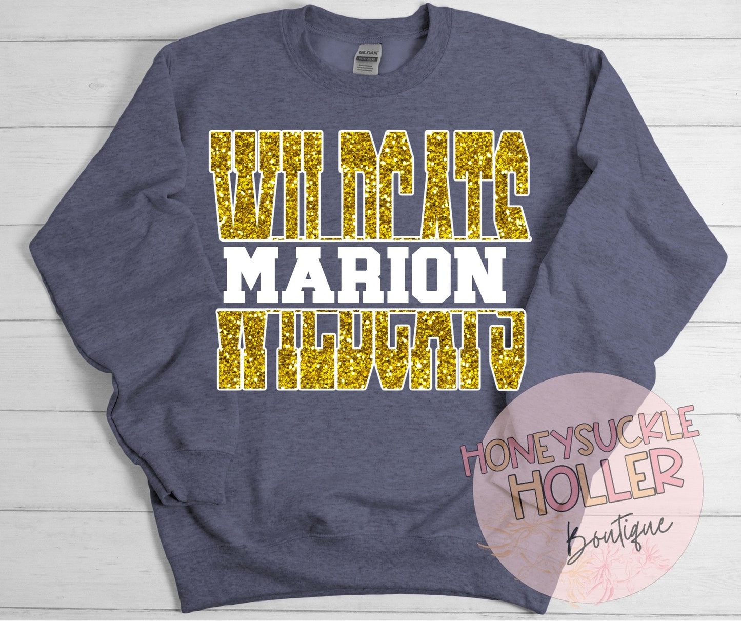 Split Faux Gold Glitter Marion Wildcats