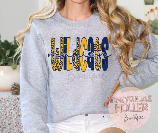 Marion Wildcats Leopard Doodle Letters