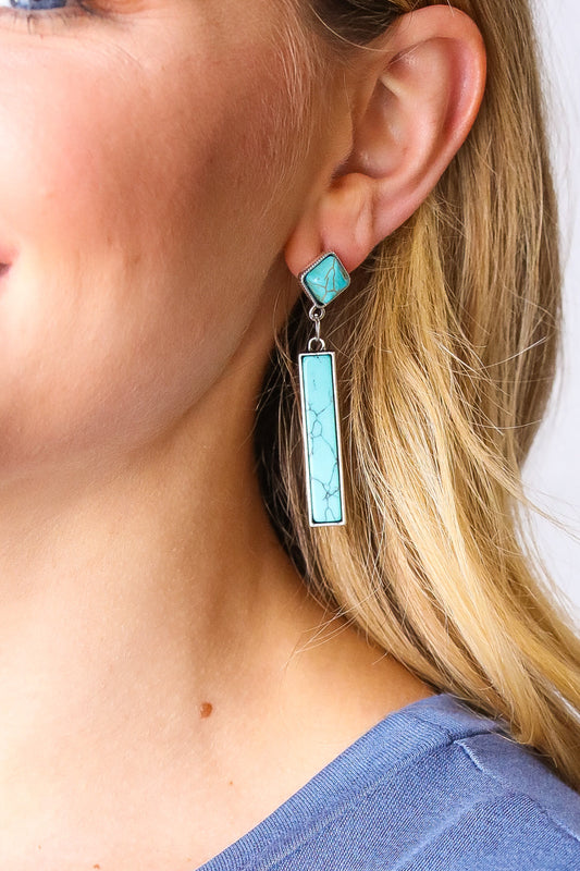 Vintage Style Turquoise Stone Geometric Drop Earrings