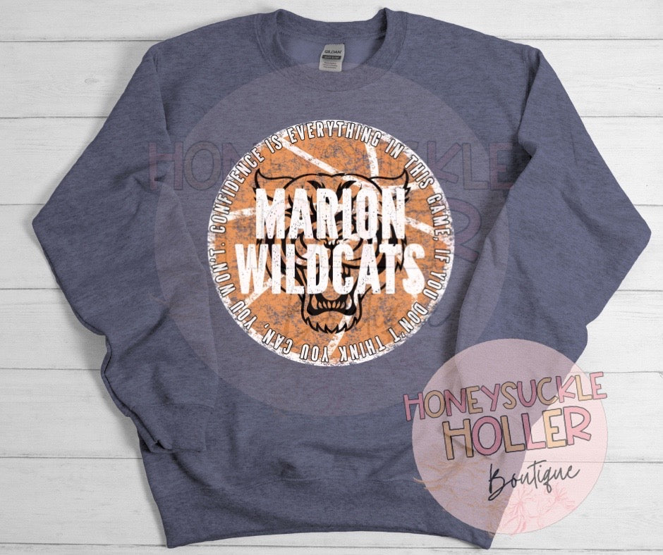 Distressed Marion Wildcats Basketball