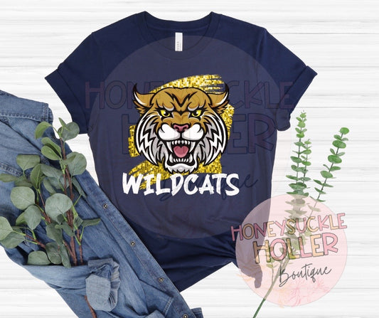 Faux Glitter Sequins Swish Wildcats