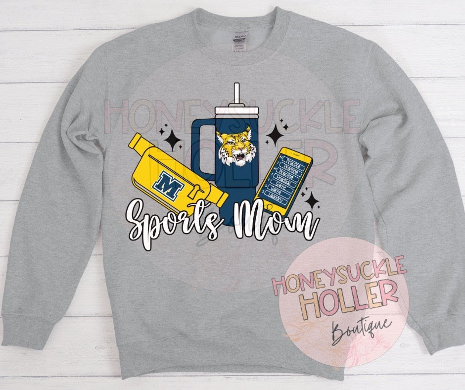 Navy and Yellow Gold Wildcats Boujee Sports Mom