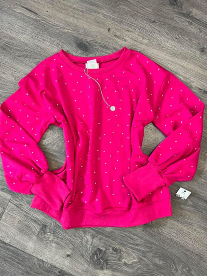 Oversized Hot Pink Rhinestone Sweater