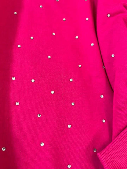 Oversized Hot Pink Rhinestone Sweater