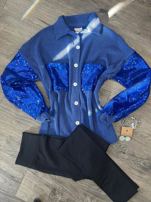 Blue Sequins Shacket