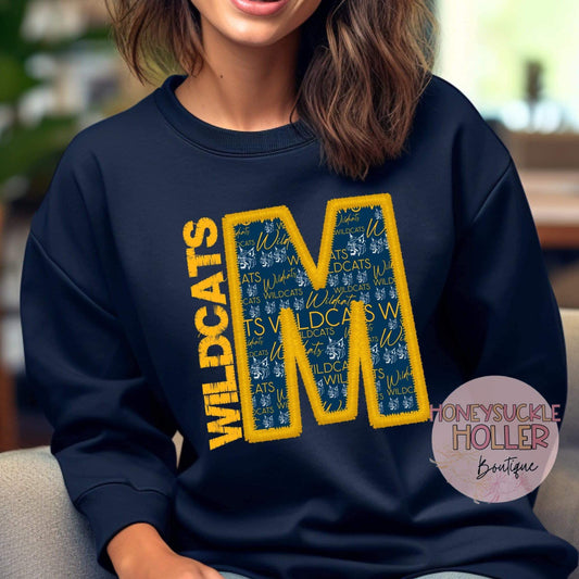 Faux Embroidered M Wildcats