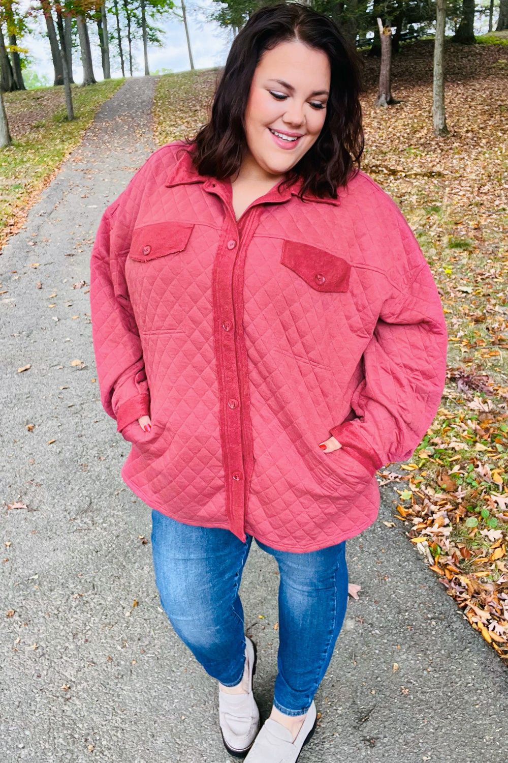 Marsala Quilted Knit Button Down Shacket