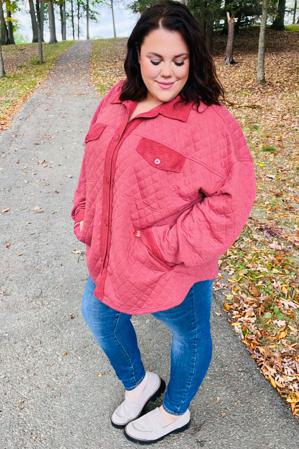 Marsala Quilted Knit Button Down Shacket