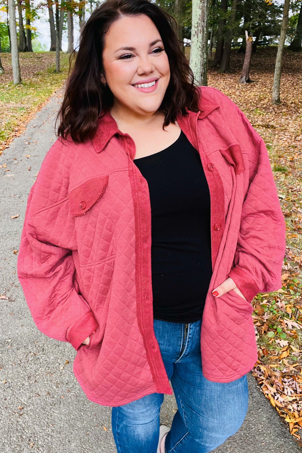 Marsala Quilted Knit Button Down Shacket