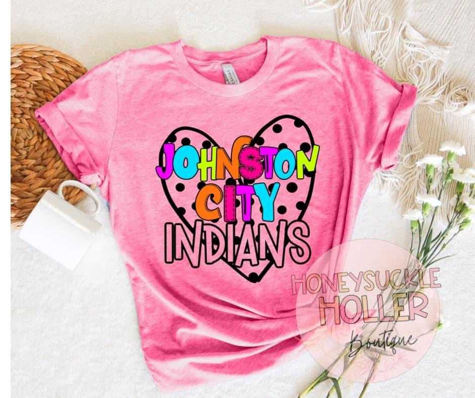 Rainbow Johnston City Indians  Polka Dot Heart