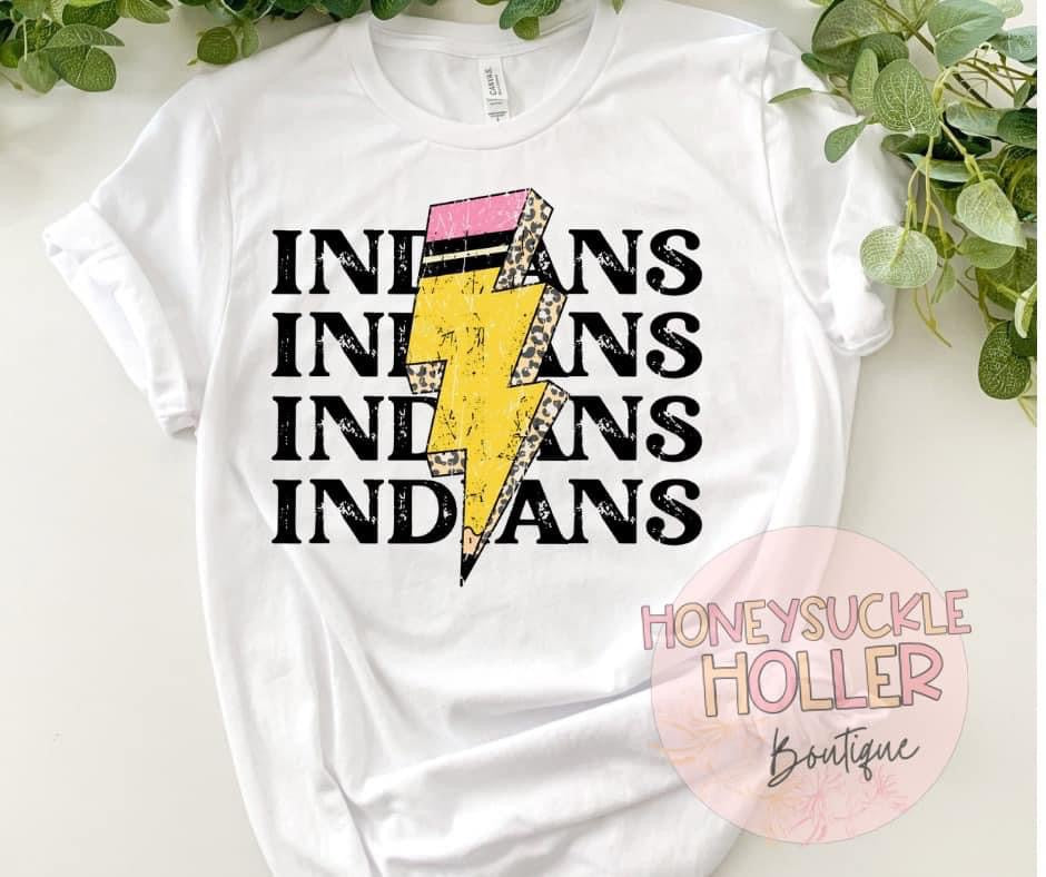 Black Stacked Indians Pencil Lightning Bolt