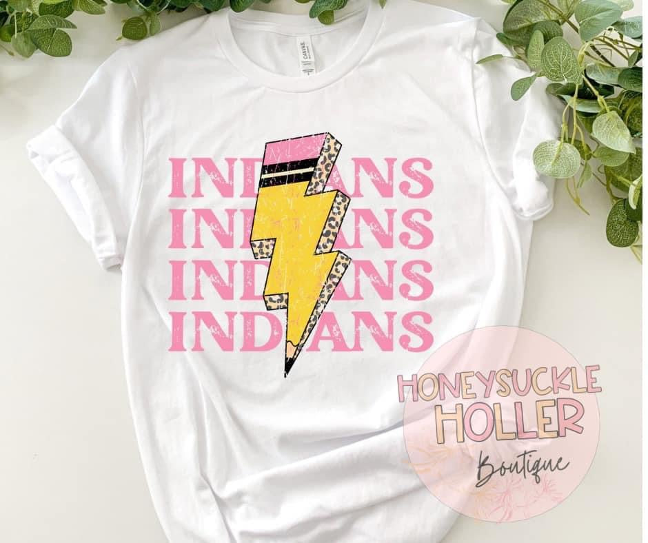 Pink Stacked Indians Pencil Lightning Bolt