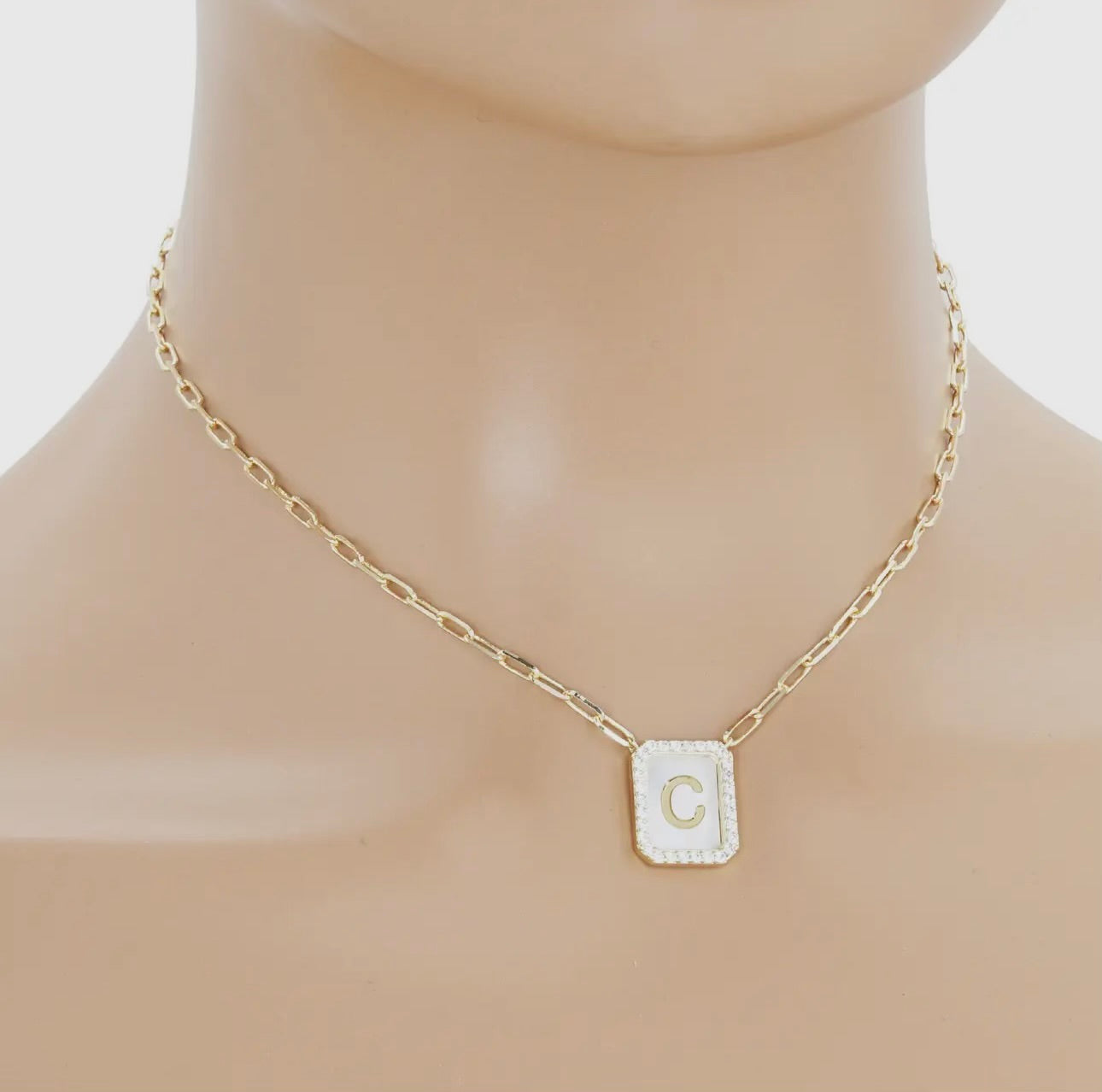 Gold Dipped Opal Initial Necklace