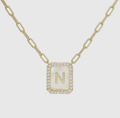 Gold Dipped Opal Initial Necklace