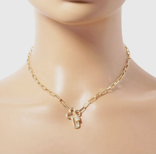 Infinity Cross Chain Necklace-Gold