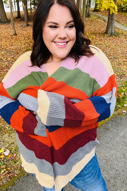 Just A Dream Multicolor Striped Slouchy Open Cardigan