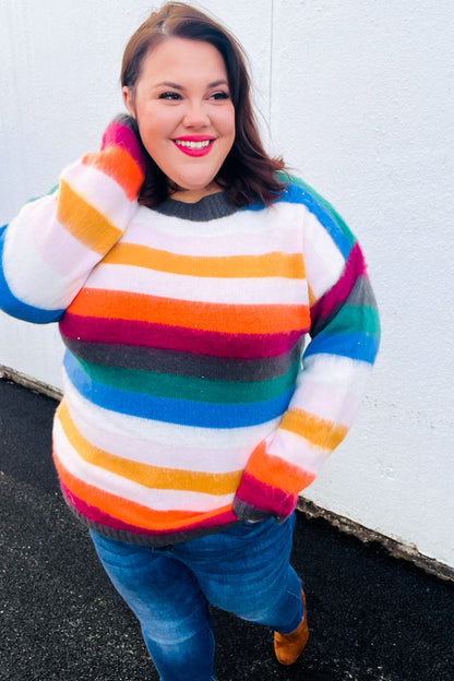 Embrace The Day Multicolor Stripe Soft Knit Oversized Sweater