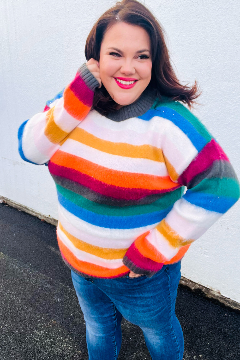 Embrace The Day Multicolor Stripe Soft Knit Oversized Sweater