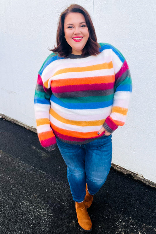 Embrace The Day Multicolor Stripe Soft Knit Oversized Sweater