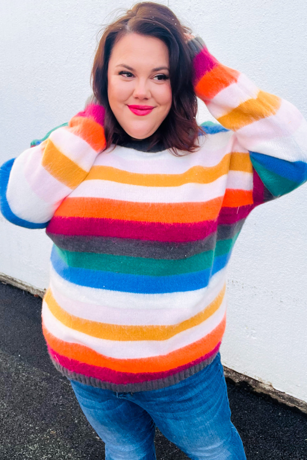 Embrace The Day Multicolor Stripe Soft Knit Oversized Sweater